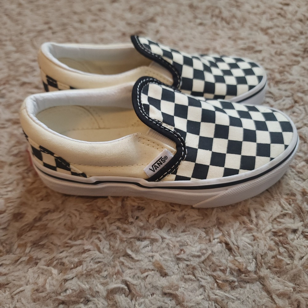 Vans Classic Slip-On Kids Size 11.5 Black White Checkerboard Skate Shoes - Picture 7 of 10